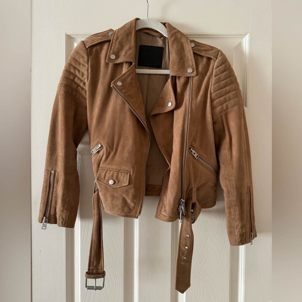 All saints suede hitchen biker jacket